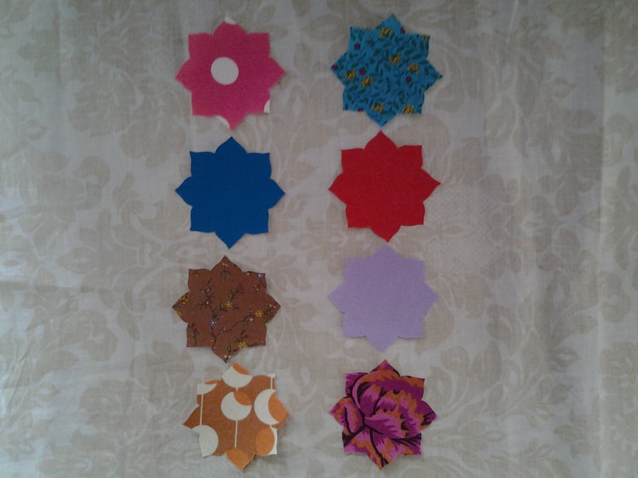 Homemade set of 8 flower cotton embellishments