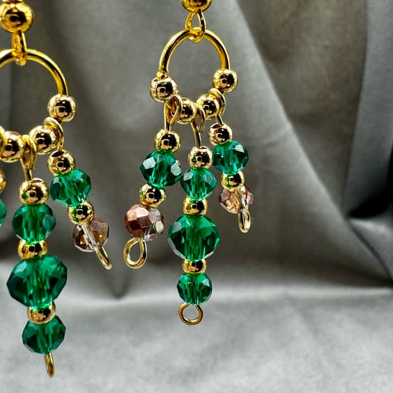 Green Crystal beaded earrings