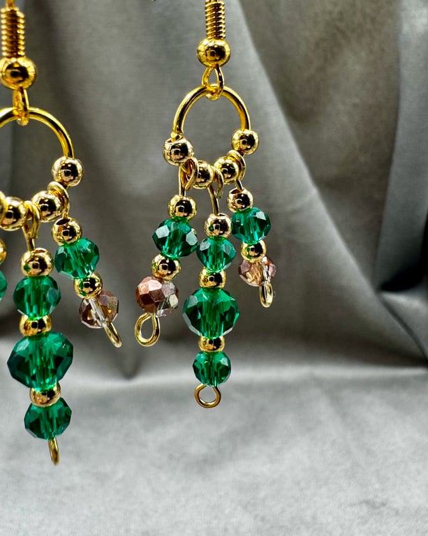 Green Crystal beaded earrings