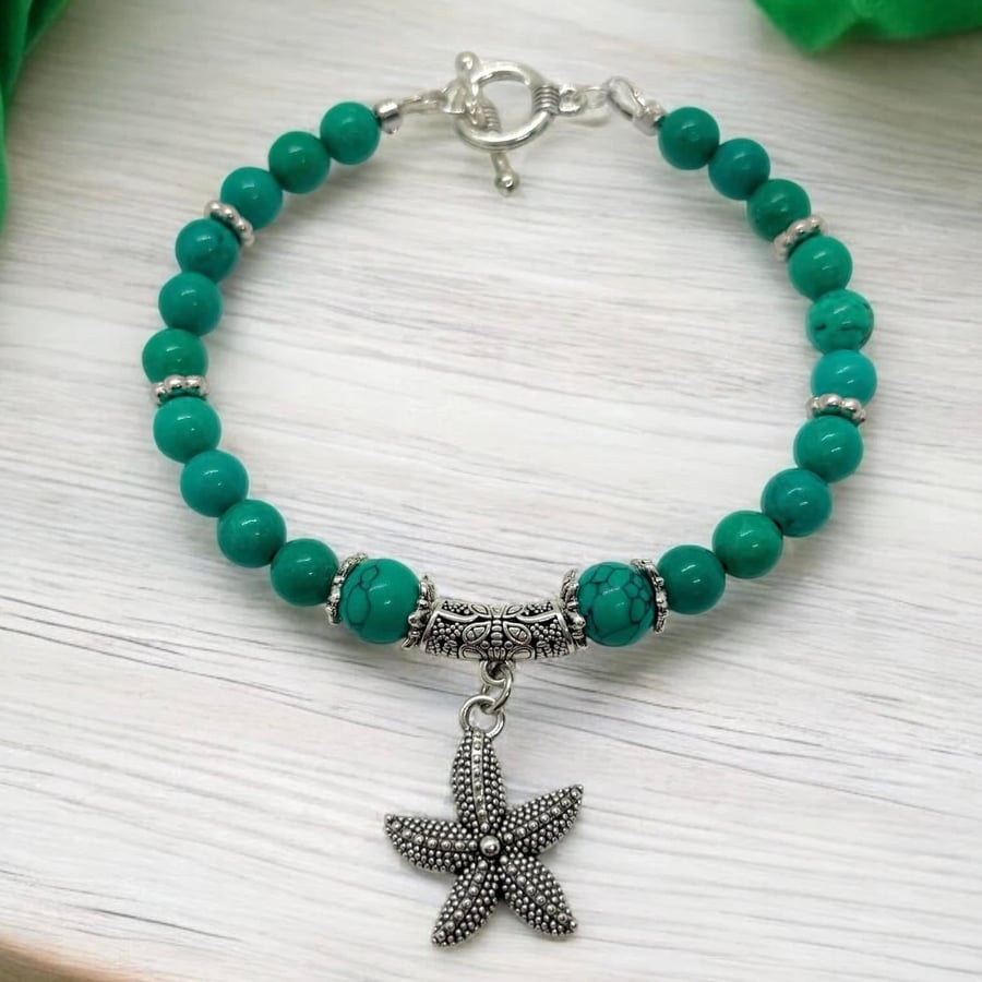 Starfish Charm Turquoise Bracelet