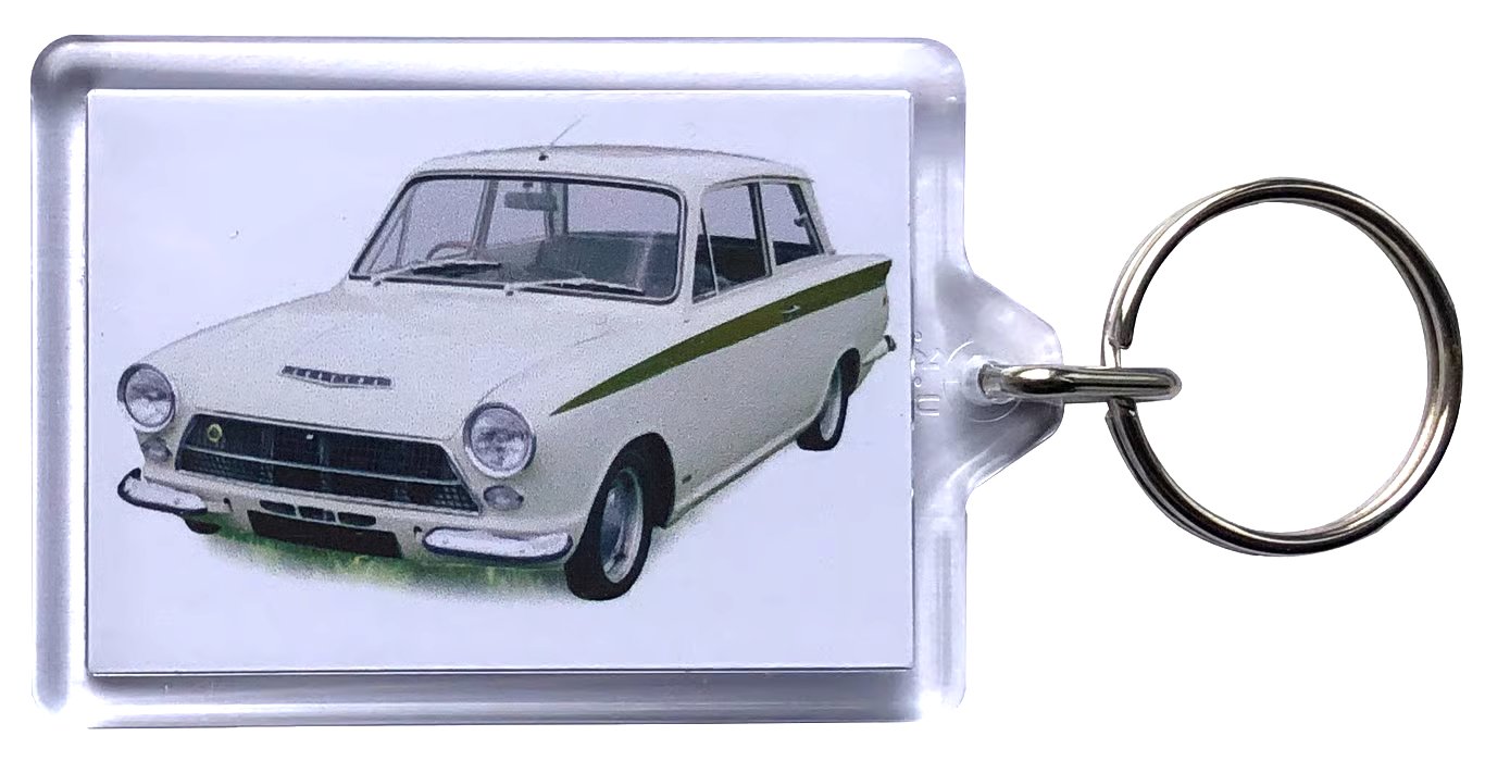 Ford Lotus Cortina Mk1 1964 - Keyring with 50x35mm Insert - Classic Car Fan