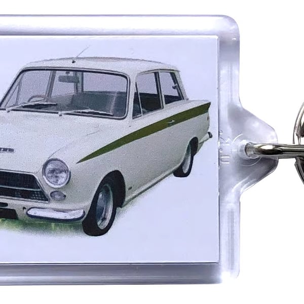 Ford Lotus Cortina Mk1 1964 - Keyring with 50x35mm Insert - Classic Car Fan