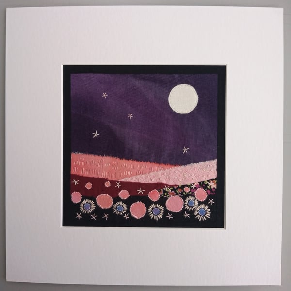Textile Art - Flowers by Moonlight