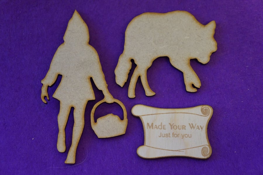 MDF Red Riding Hood and Wolf set 10cm - Laser cut wooden shape 
