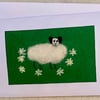 Sheep felted greetings card.