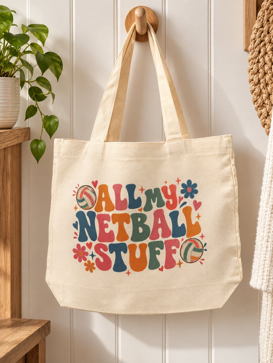 All My Netball Stuff Tote Bag – Netball Player Gift with Zip