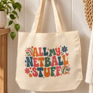 All My Netball Stuff Tote Bag – Netball Player Gift with Zip