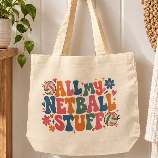 All My Netball Stuff Tote Bag – Netball Player Gift with Zip