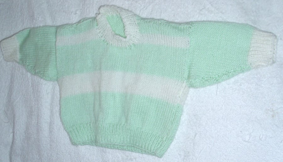 Hand knitted striped jumper for 6 month baby