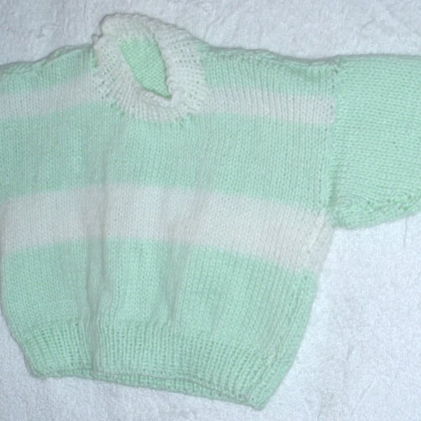 Hand knitted striped jumper for 6 month baby