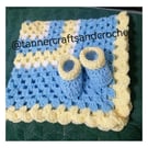 Luxury baby pram blanket with matching booties, baby gift, baby shower, reborn.