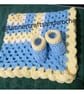 Luxury baby pram blanket with matching booties, baby gift, baby shower, reborn.