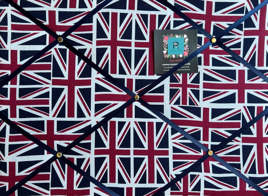 Handmade Bespoke Memo Notice Board Union Jack British English Flags Fabric