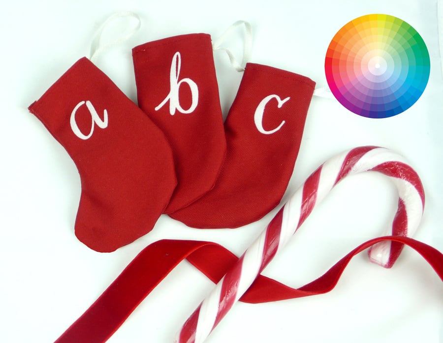Little Christmas Stocking- personalised initial xmas, custom alphabet tree decor