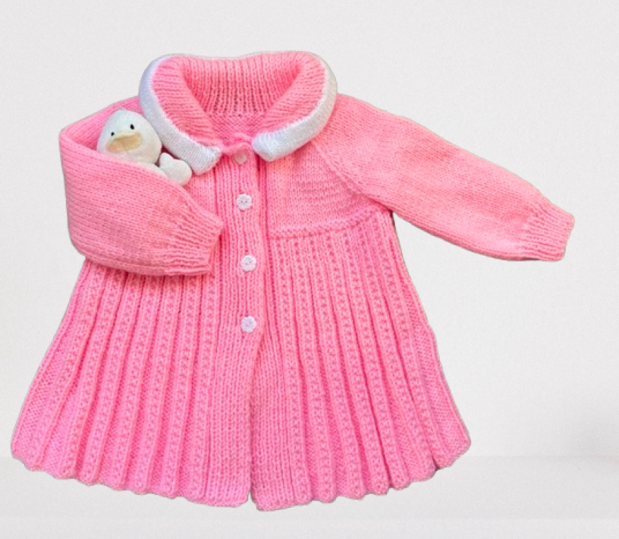 Hand Knitted Girls  Coat To Fit Age 18 months to 2 years
