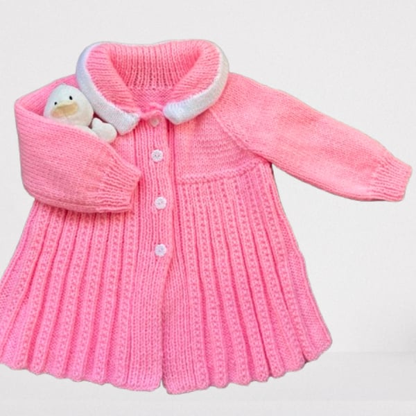 Hand Knitted Girls  Coat To Fit Age 18 months to 2 years