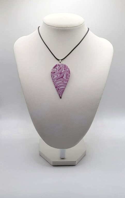 Polymer clay pendant - unique handmade necklace - teardrop costume jewellery