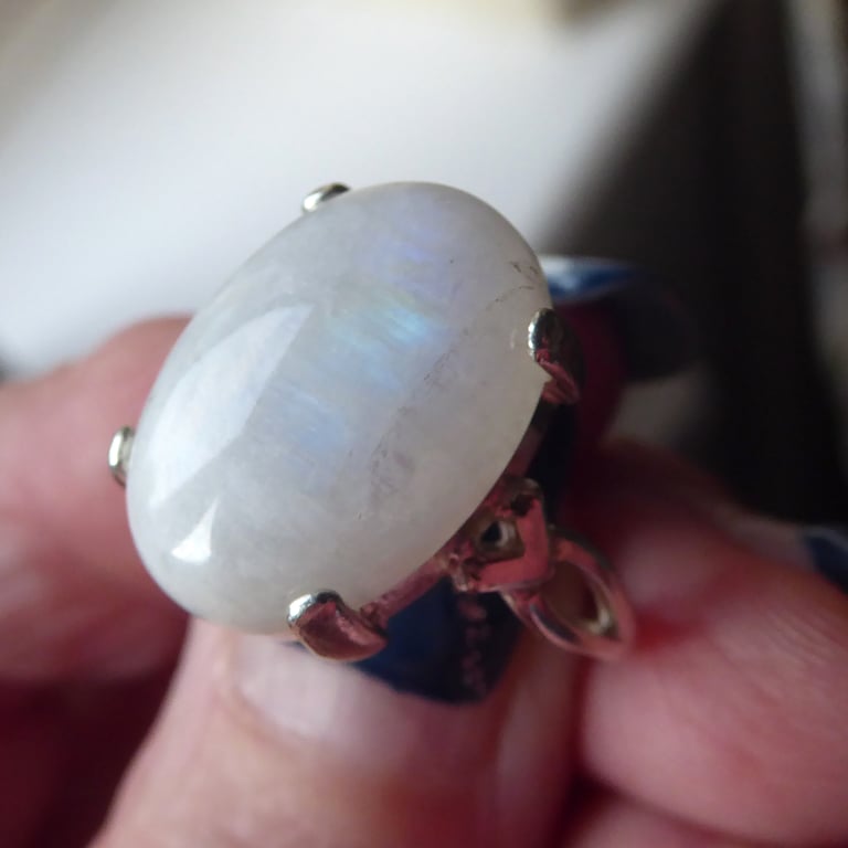 Opal & Sterling Silver Ring Size M-N