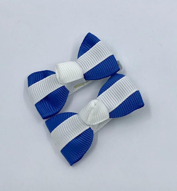 Itty Bitty Royal Blue and White on Clips (pair)