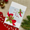 Card, Christmas card, Holly and rosehips and big red ribbon.