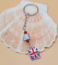 Silver Plated Union Jack and Crystal Key Ring, End of Term Gift, Thank you Gift - Image 1
