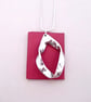 Contemporary Silver & Bright  Pink Pendant Necklace 18" - Image 7