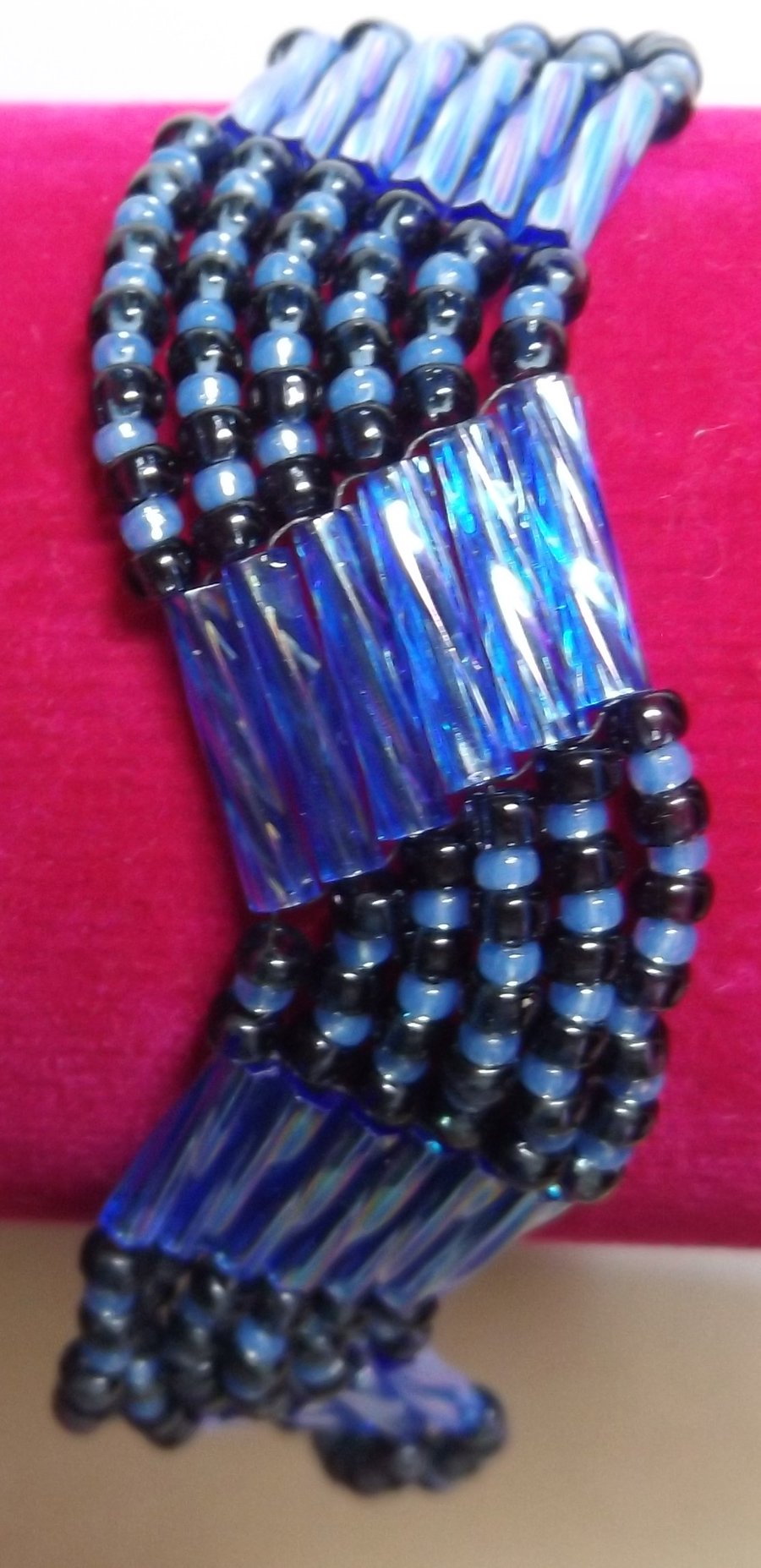 Blue Seed Beaded Bracelet  