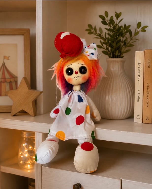 Hand Sewn Collectible Clown Doll from the Dolls from the Darkside Collection 