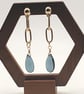Handmade Gold Chain Droplet Earrings with London Blue Topaz - Elegant Statement 