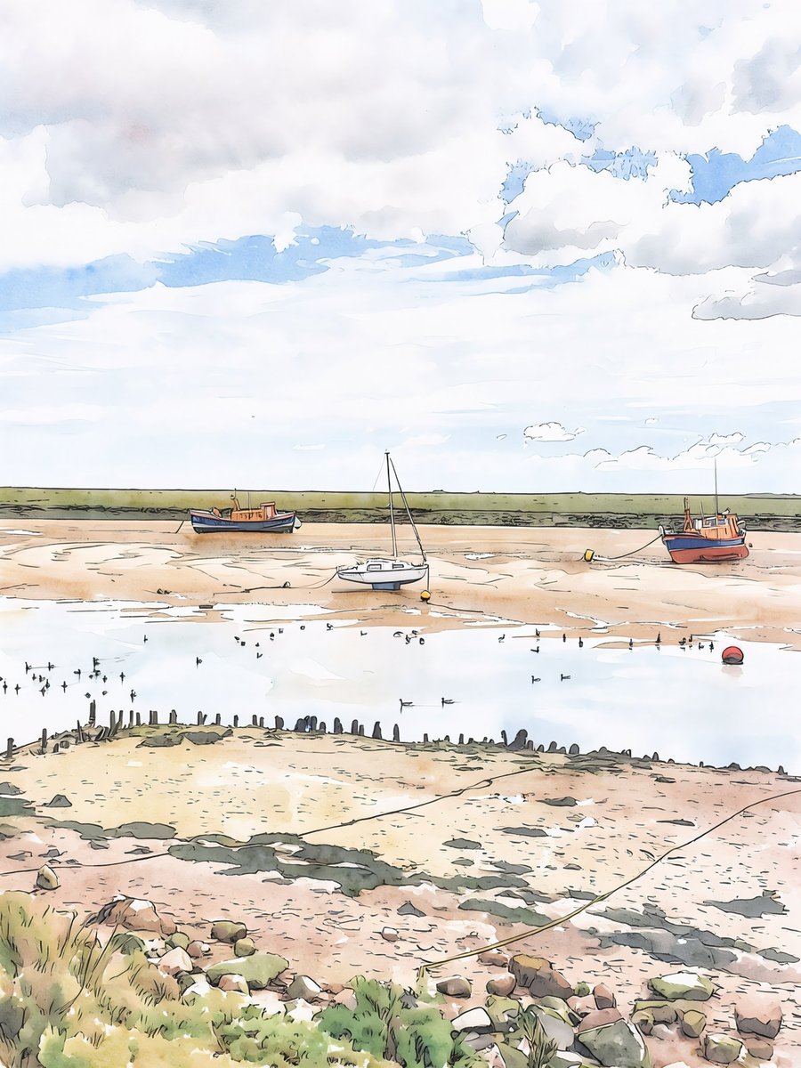 Wells-Next-The-Sea Greeting Card A5 Boats & Geese North Norfolk 
