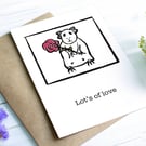 Lot's of love rose Guinea pig blank card
