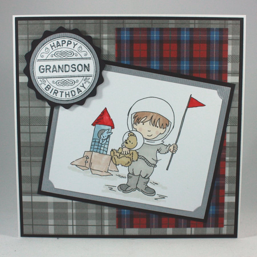 Handmade kids birthday card - the astronaut 