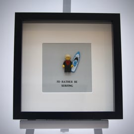 I'd Rather be Surfing LEGO mini Figure frame.