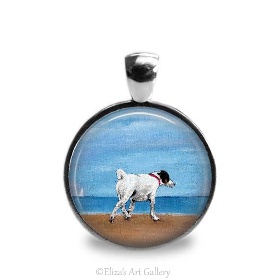 Silver Plated Smooth Fox Terrier Dog Art Pendant