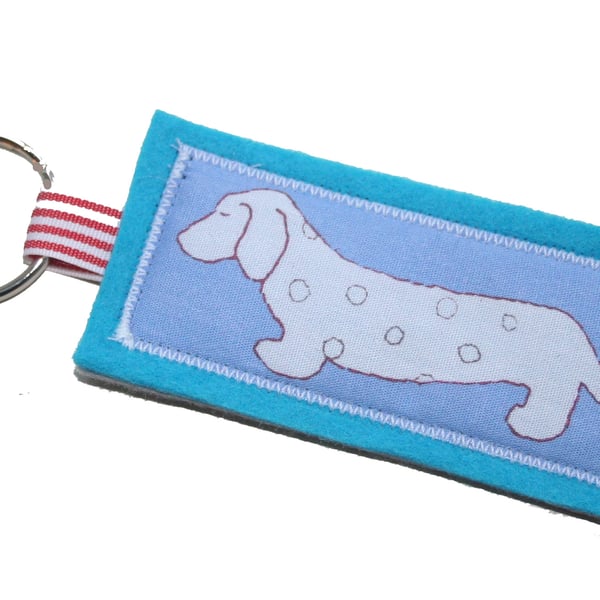 Dachshund Sausage Dog Fabric Keyring 