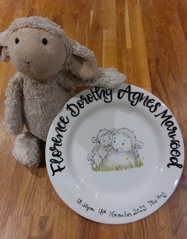 New baby gift, christening gift, commemorative plate