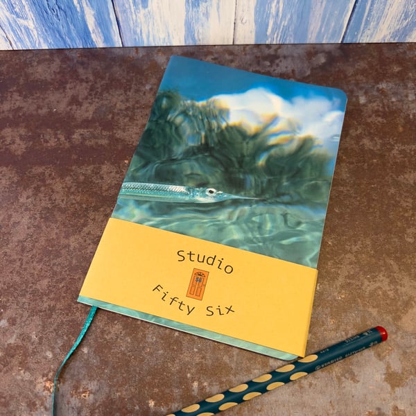 Notebook, Marine themed, A5 (ish), made from up-cycled and recycled materials.