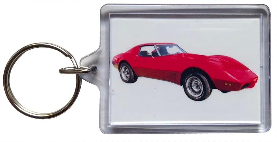 Chevrolet Corvette 1977 - Keyring with 50x35mm Insert - Car Enthusiast