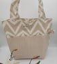 Tote bag, large in white and sand chevron with pockets.   - Image 10
