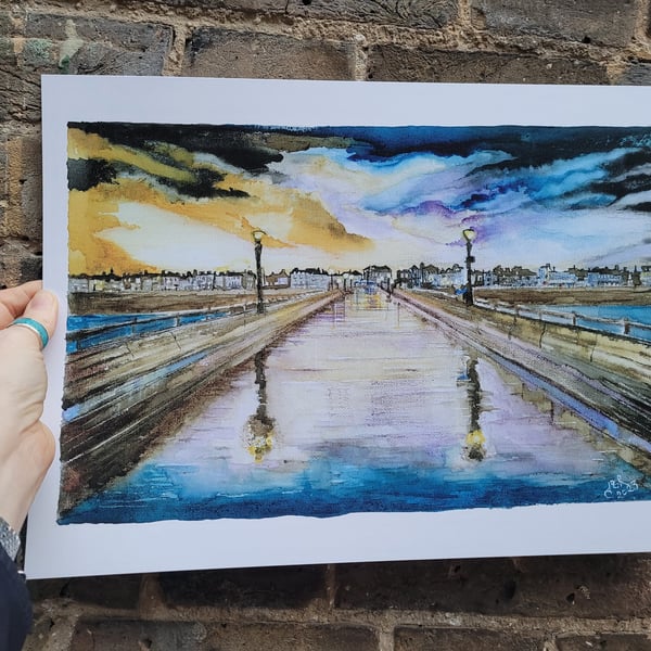 A3 Prints "Beyond the Stormy Skies, View from the Pier"