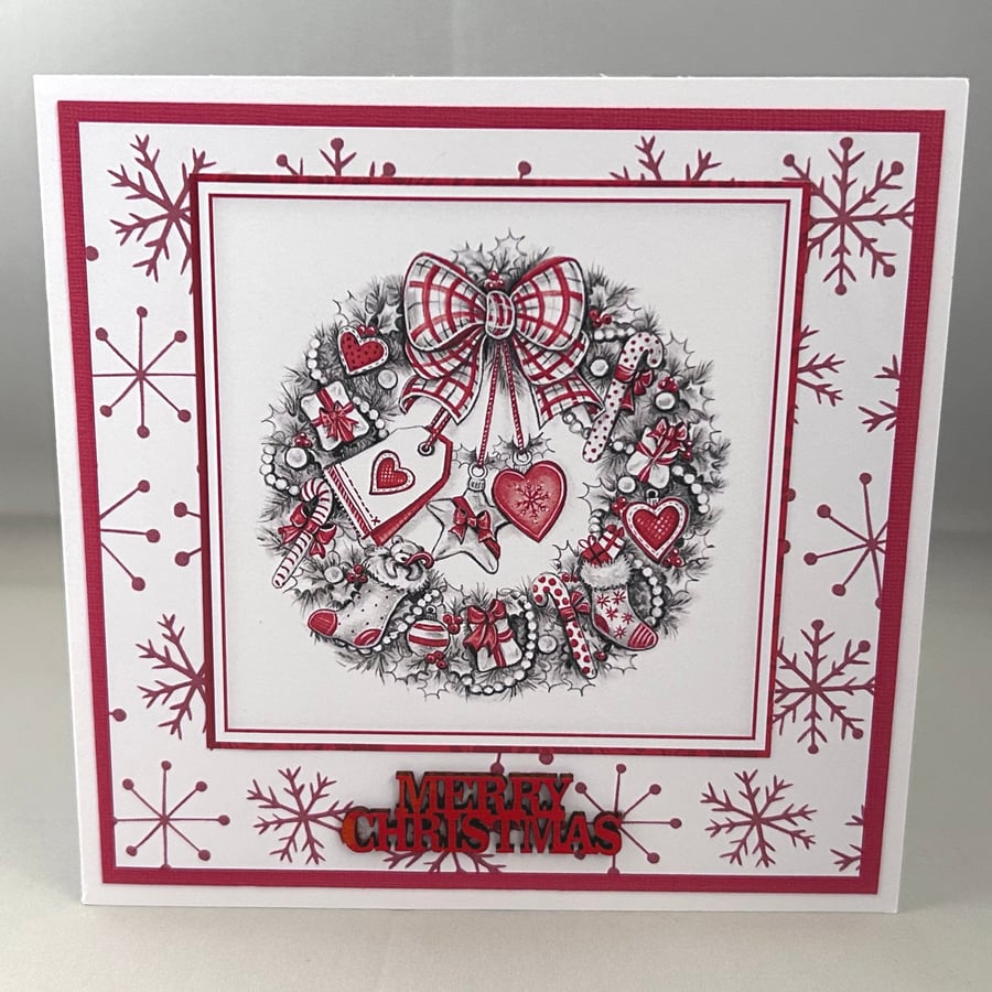 Festive wreath Christmas card