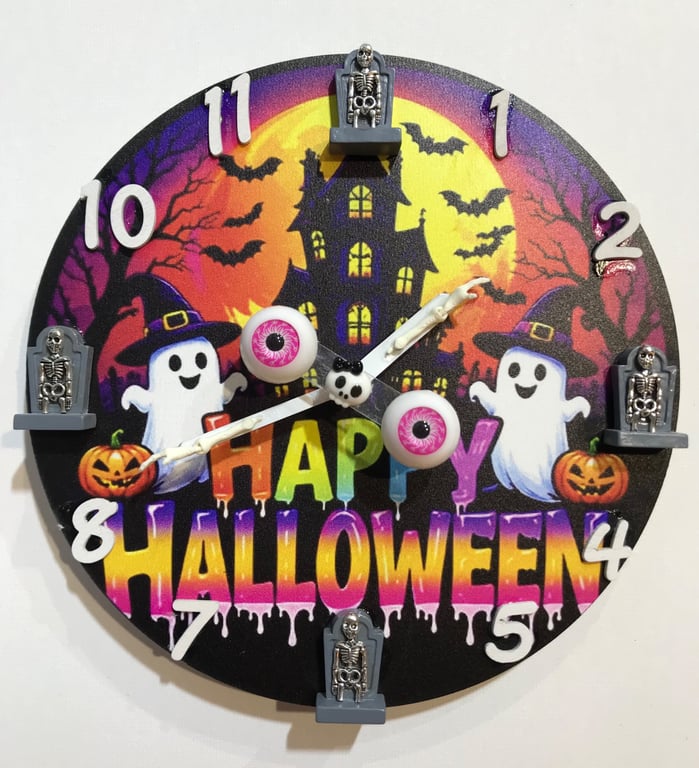 Novelty Handmade Halloween wall clock with spinning eyeballs