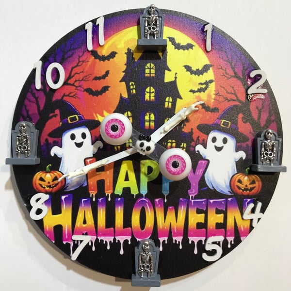 Novelty Handmade Halloween wall clock with spinning eyeballs