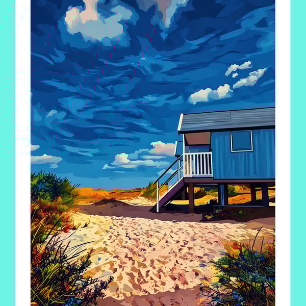 Old Hunstanton Beach Huts Norfolk Greeting Card A5