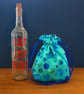 Blue Batik Spot Reusable Gift Bag - Fabric Drawstring Present Bag - Image 3