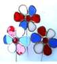 Flower Stained Glass Plant Stick Suncatcher red white and blue - Image 4