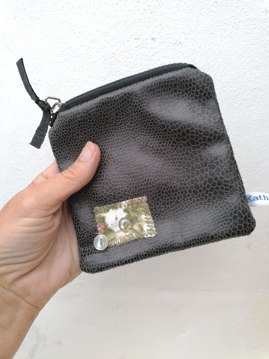 Coin Purse, Black Zipped Purse, Small Purse