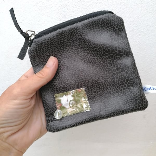 Coin Purse, Black Zipped Purse, Small Purse