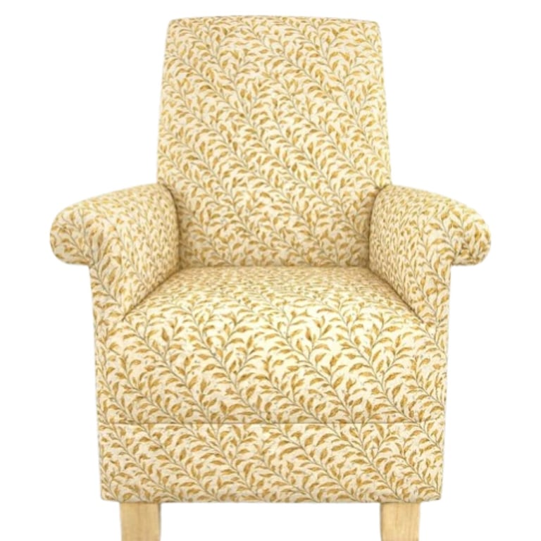 William Morris Larkspur Fabric Adult Chair Armchair Ochre Yellow Accent Fireside