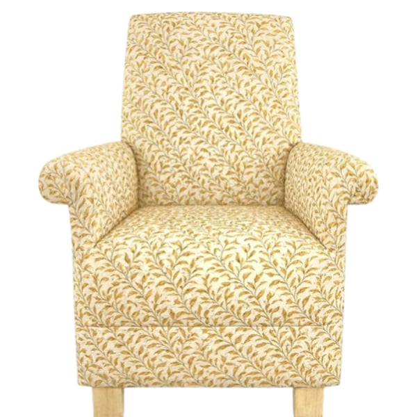 William Morris Larkspur Fabric Adult Chair Armchair Ochre Yellow Accent Fireside